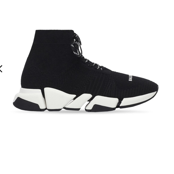 Balenciaga speed 2.0 lace up recycled knit sole black white black US 8 - Picture 12 of 16